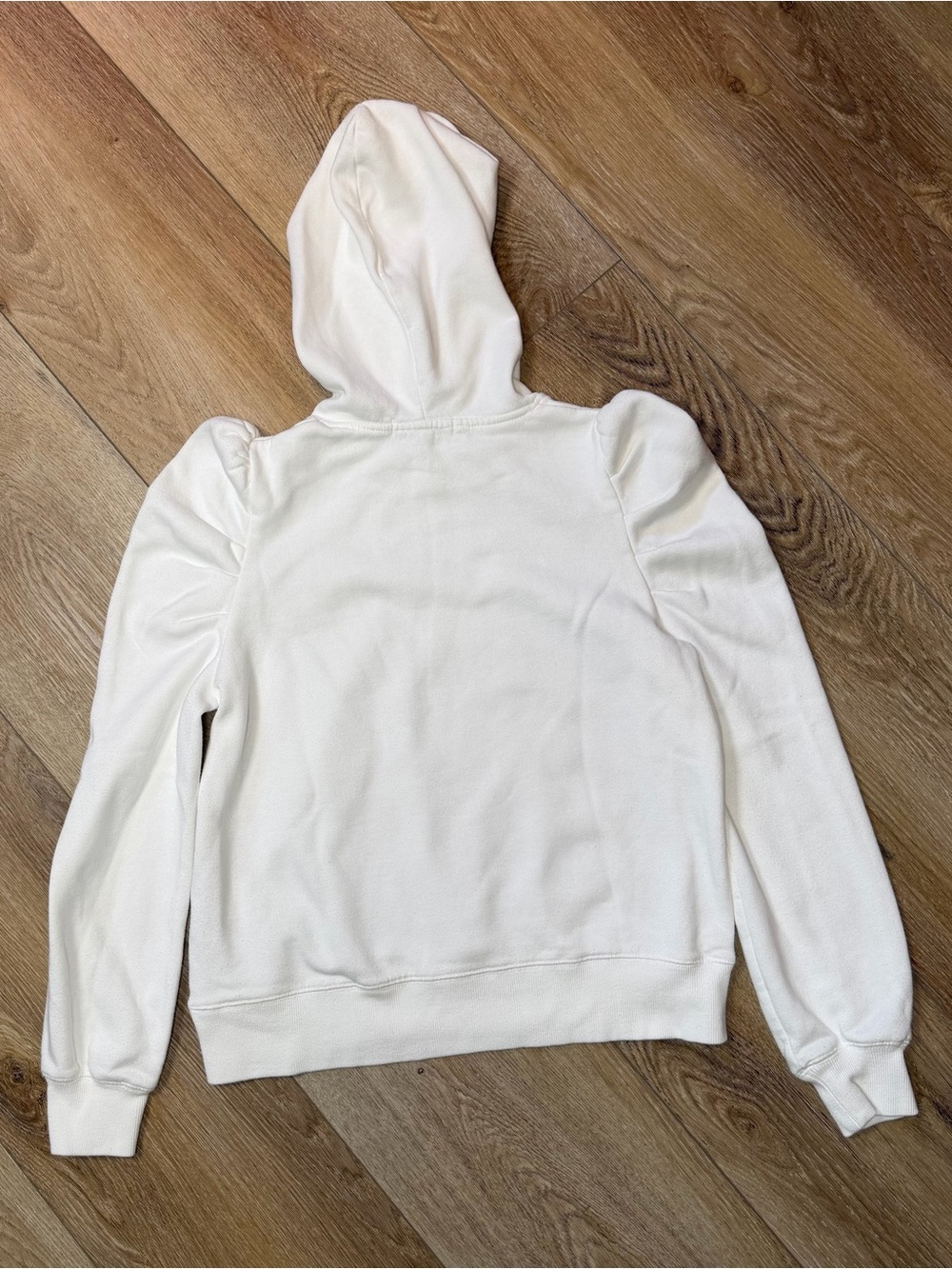 Rebecca Minkoff Janine White Puff Sleeve Hoodie Sweatshirt Size Medium, Coquette - Picture 7 of 11
